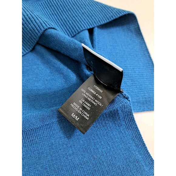Katherine Barclay 100% Merino Extra Fine Wool V-Neck Sweater Teal Blue Medium - Picture 4 of 8